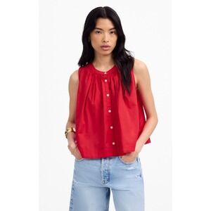 Madewell Red Sleeveless Button-Front Blouse